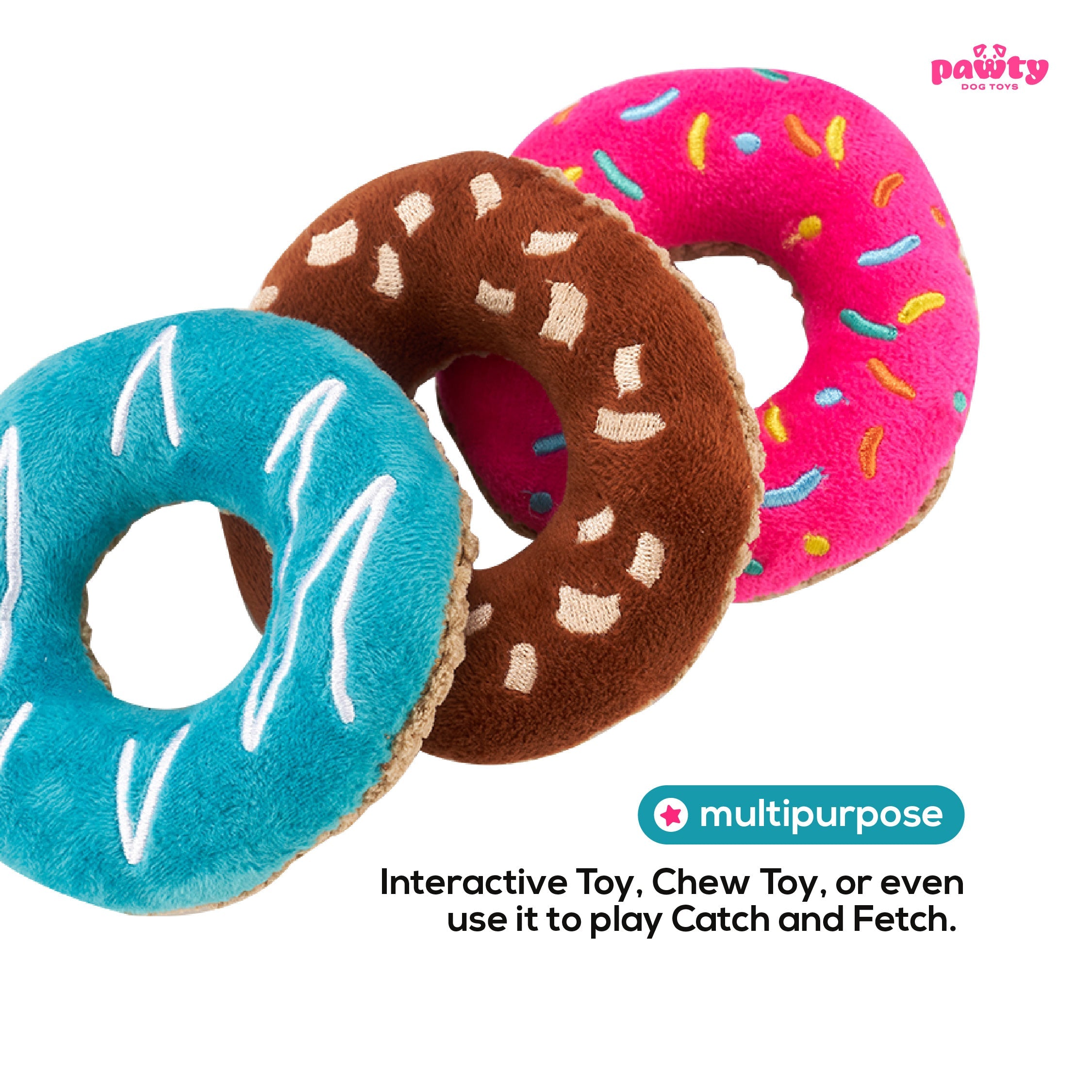DONUTS INTERACTIVE DOG TOY - TUG/TOSS/FETCH - ThoseDogParents.com