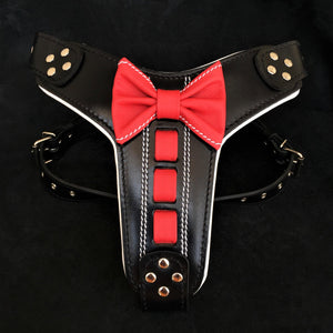 Bestia ''Bowtie'' leather harness - ThoseDogParents