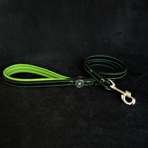 ''Bijou'' leather lead green - ThoseDogParents