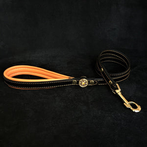''Bijou'' leather lead orange - ThoseDogParents