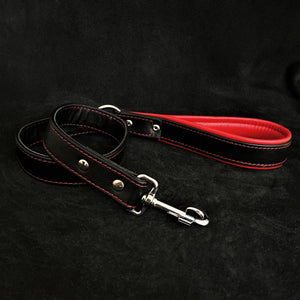 Black soft leather dog leash - ThoseDogParents