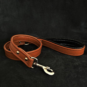 Brown soft leather dog leash - ThoseDogParents
