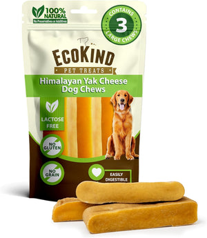 EcoKind Himalayan Yak Cheese All Natural Dog Treats Safe for Dogs, Easily Digestible, All Breeds & Sizes (Large, 4 - Pack)