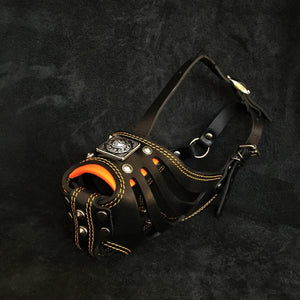 ''Eros'' Basket Muzzle black & orange - ThoseDogParents