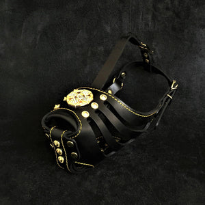 ''Maximus'' Basket Muzzle Black & Gold - ThoseDogParents