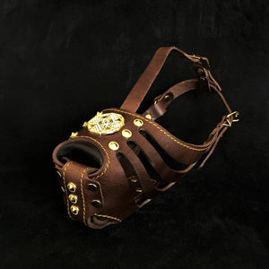 ''Maximus'' Basket Muzzle Brown & Gold - ThoseDogParents