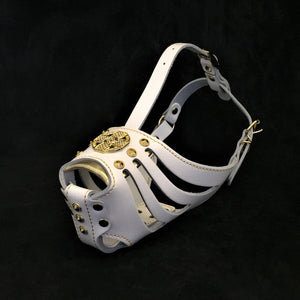 ''Maximus'' Basket Muzzle White & Gold - ThoseDogParents