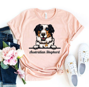 Peeking Australian Shepherd Dog T-shirt - ThoseDogParents