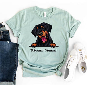 Peeking Doberman Pinscher Dog T-shirt - ThoseDogParents