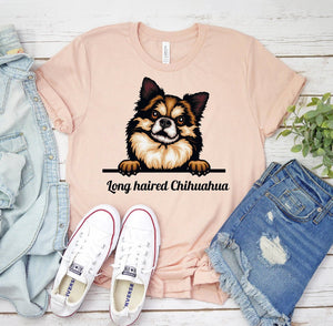 Peeking Long Haired Chihuahua Dog T-shirt - ThoseDogParents