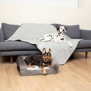 PupChill™ Cooling Bolster Dog Bed + Waterproof Blanket Bundle - Arctic Grey - ThoseDogParents