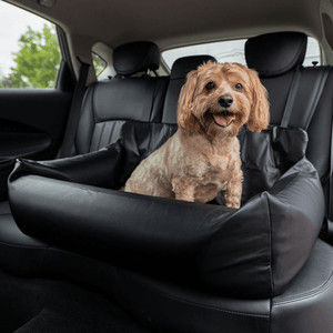 PupProtector™ Faux Leather Memory Foam Dog Car Bed - Black - ThoseDogParents