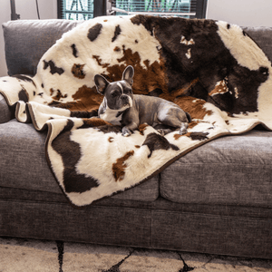 PupProtector™ Waterproof Throw Blanket - Brown Faux Cowhide - ThoseDogParents