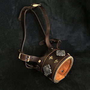 The "Aztec" leather muzzle - ThoseDogParents