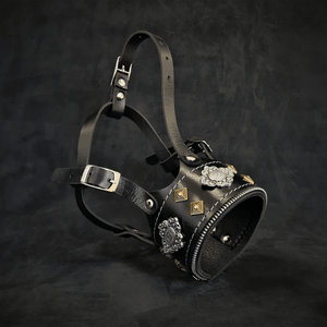 The "Aztec" leather muzzle BLACK - ThoseDogParents