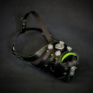 The ''Bijou'' Basket Muzzle Black & Green - ThoseDogParents