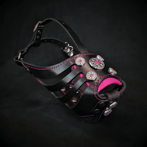 The ''Bijou'' Basket Muzzle Black & Pink - ThoseDogParents