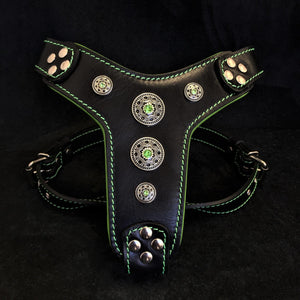 The ''Bijou'' harness Black & Green Small to Medium Size - ThoseDogParents