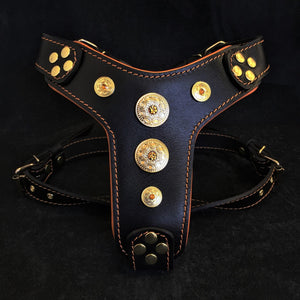 The ''Bijou'' harness Black & Orange Small to Medium Size - ThoseDogParents