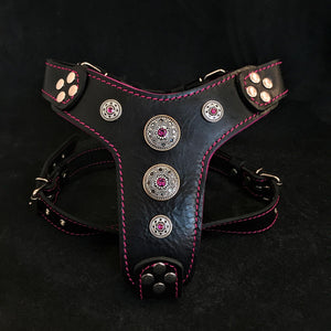 The ''Bijou'' harness Black & Pink Small to Medium Size - ThoseDogParents