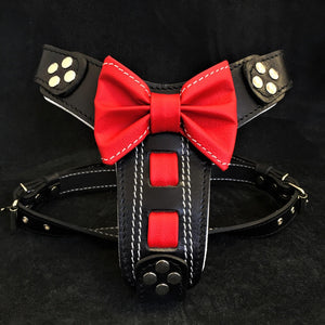 The "Bowtie" handmade leather harness black Small to Medium Size - ThoseDogParents