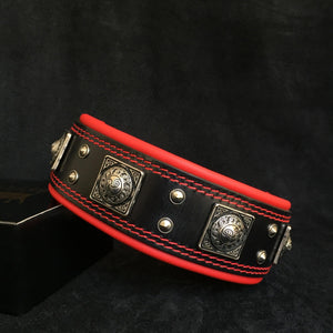 The "Eros" collar 2.5 inch wide black & red - ThoseDogParents