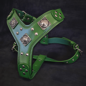 The "Eros" harness GREEN 100% genuine leather - ThoseDogParents