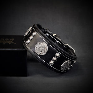 The "Maximus" collar 2 inch wide black & silver - ThoseDogParents