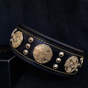 The "Maximus" collar 2.5 inch wide black & gold - ThoseDogParents