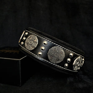 The "Maximus" collar 2.5 inch wide black & silver - ThoseDogParents
