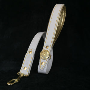 The "Maximus" leash white & gold - ThoseDogParents